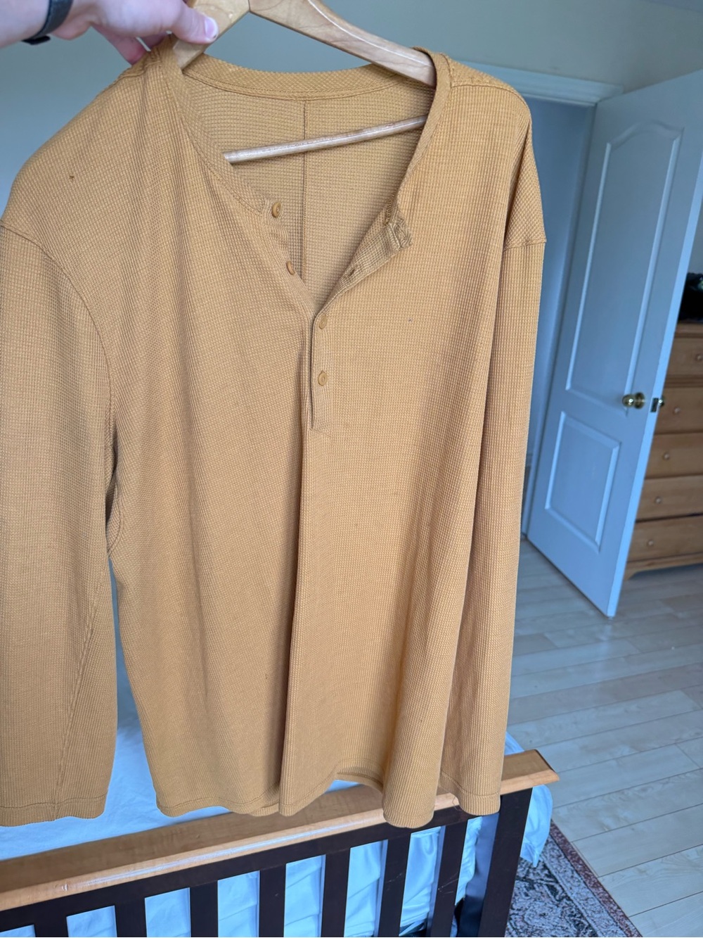 Lululemon Men's Long-Sleeve Henley Shirt in Mustard Yellow